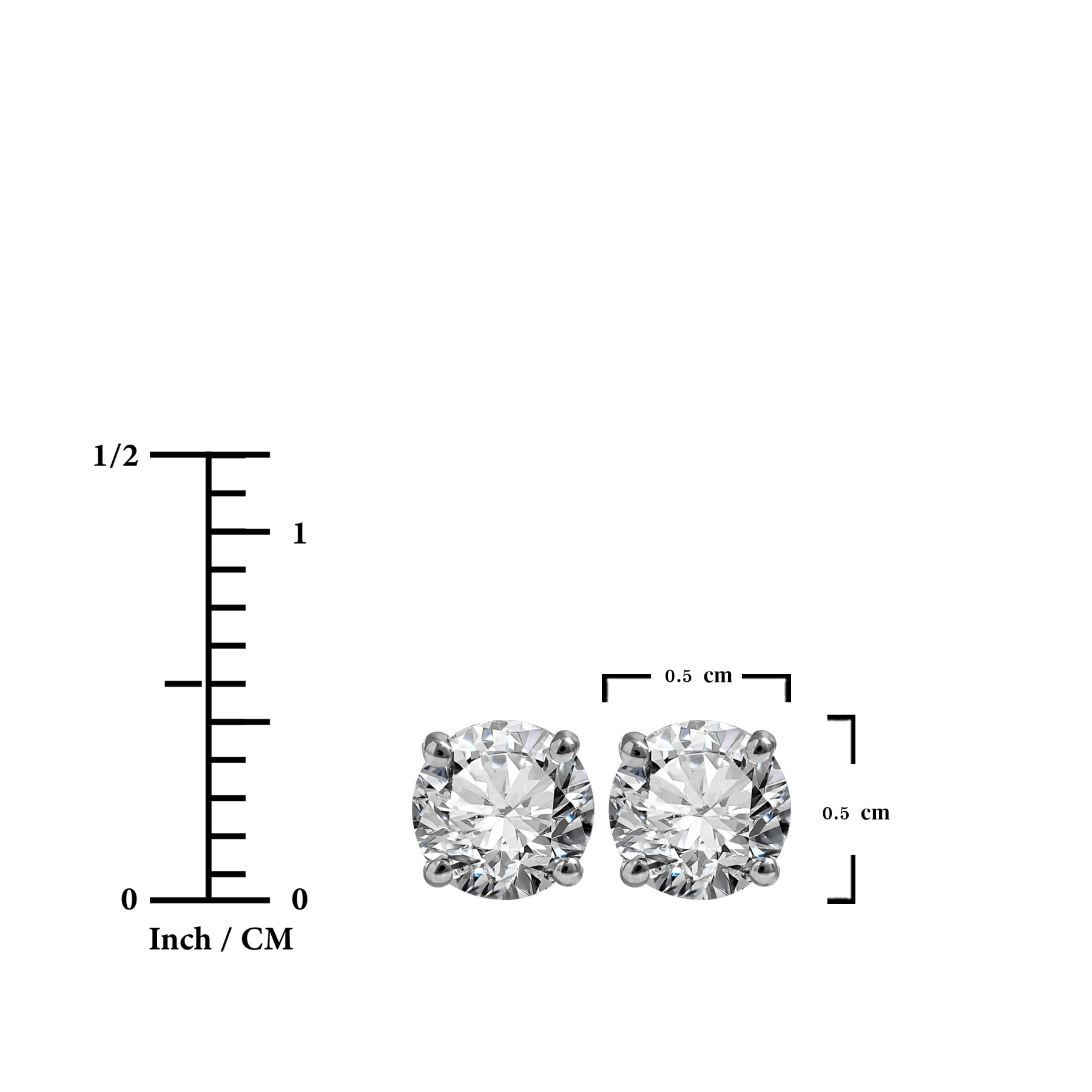 JeenMata Lab Grown Diamond Earrings 1 Carat Round Cut Real Solid 10K White Gold Solitaire Studs for Women
