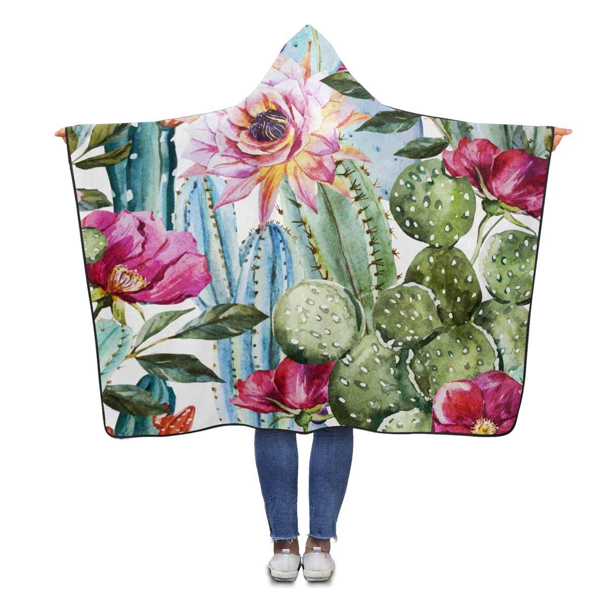 ASHLEIGH Beautiful Cactus Throw Hooded Blanket 56x80 inches Adults