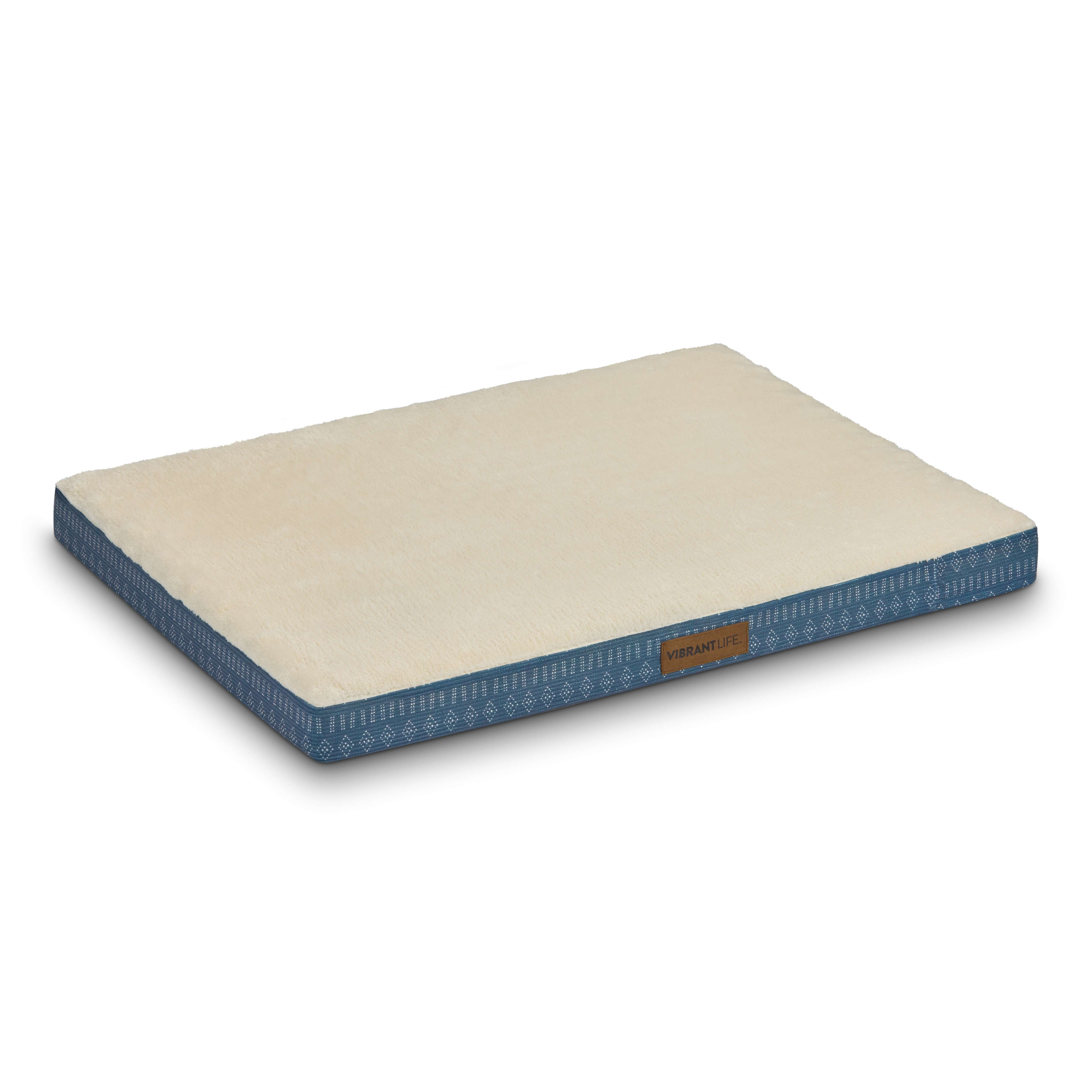 Vibrant Life Large Orthopedic Foam Dog Bed for Large Breeds, Large, 35" x 25", Blue
