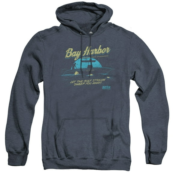 Dexter Moonlight Fishing Adult Heather Hoodie Sweatshirt Navy
