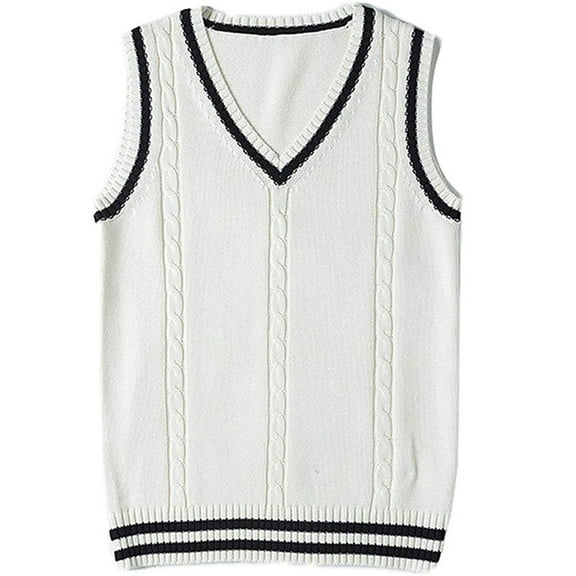 Women's Sweater Vests Casual V-Neck Pullover Shirt Collision Color Sleeveless Sweater Vest Aesthetic Clothes TBKOMH