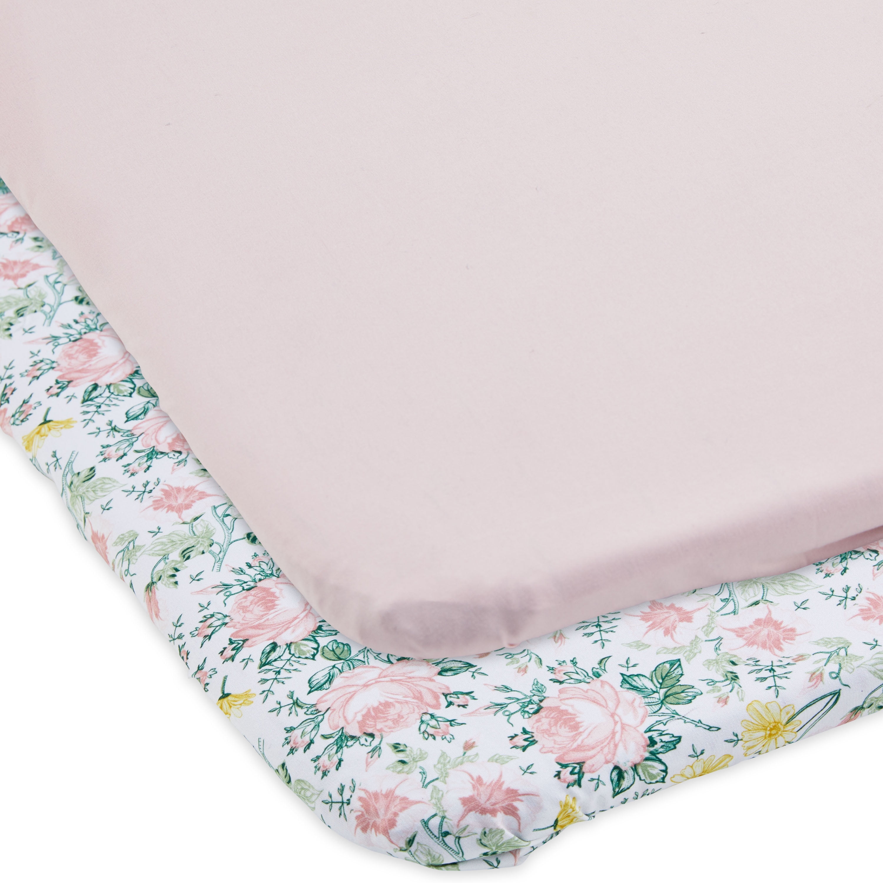 Parent's Choice Polyester Fitted Playard Sheet for Baby Girls, Floral, Pink, 2 Pack