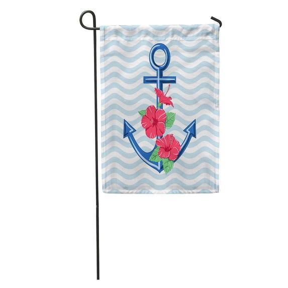 SIDONKU Colorful Aloha Hibiscus Flowers Pattern Anchor Pink Base Beautiful Color Garden Flag Decorative Flag House Banner 28x40 inch