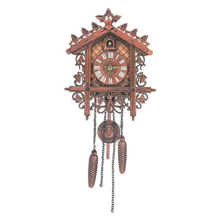 ChicHomey Vintage Nordic Forest-Themed Cuckoo Wall Clock,Premium MDF Hand-Carved,Pendulum Motion,Easy-Read Brown Decorative Home Clock