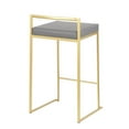 thumbnail image 4 of Contemporary Home Living Set of 2 Contemporary Barstools in Brushed Gold and Grey Faux Leather 31", 4 of 5