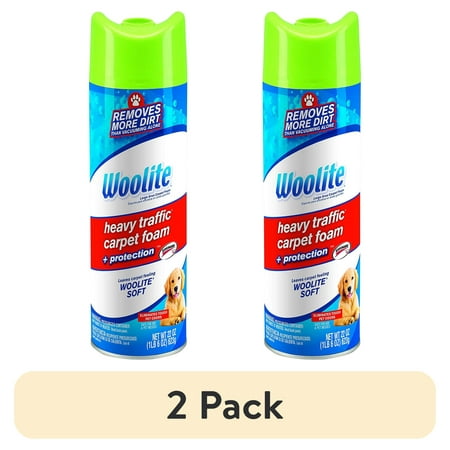 (2 pack) Heavy Traffic foam + protection, Woolite, 22 oz, heavy traffic carpet cleaner, aerosol, deep cleaning, removes ground in dirt & eliminates odors, safe on.., By Woolite