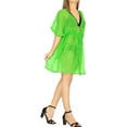 thumbnail image 4 of HAPPY BAY Women's Beach Bikini Sheer Chiffon Cover up V Neck Dress Bathing Suit Swimwear Coverups for Women 4X-5X Solid Plain, Lime Green, 4 of 6
