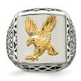 thumbnail image 4 of Primal Steel Stainless Steel with 14 Karat Yellow Gold Accent Antiqued and Eagle Ring, 4 of 11