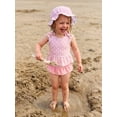 thumbnail image 5 of BemeyourBBs Toddler Baby Girl Swimsuit Infant Bathing Suit 3 Pieces Heart Dot Plaid Cow Skin Swimsuits Bow Tank Top with Ruffle Shorts Set Sun Hat Swimwear Summer Beach Wear, 5 of 9