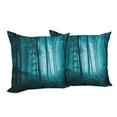 thumbnail image 6 of Ambesonne Teal Throw Pillow Cover 2 Pack, Foggy Dark Country Forest, 16", Teal, 6 of 6
