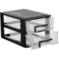 thumbnail image 1 of Plastic Drawer Type Closet Double Layer Storage Cabinet Multifunction Storage Bins Rack Organizer for Office Jewelry Home Container (Black and Transparent), 1 of 8