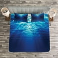 thumbnail image 3 of Ambesonne Ocean Quilted Bedspread Set 3 Pcs, Sandy Seabed Sea Scene, King Size, Navy Blue Aqua, 3 of 3