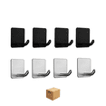 thumbnail image 1 of 8 Piezas Ganchos Para Baño Ganchos Adhesivos De Pared De Acero Inoxidable Belug, Negro y Plata, 1 of 5