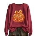 thumbnail image 2 of Yteetum Hoodies Sweatshirts for Women Oversize Halloween Pumpkin Print Crewneck Hoodless Sweatshirt Tops Womens Casual Pumpkin Season Print Round Neck Loose Fits Long Sleeve Sweatshirts Fall, 2 of 6
