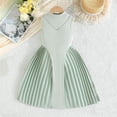 thumbnail image 6 of Miluxas Girl's Summer Sleeveless Mini Dress Turtleneck A Line Pleated Swing Casual Basic Short Dress Green 6-7 Years, 6 of 8