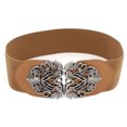 thumbnail image 1 of Banda de cinturón de cincha de cintura elástica con hebilla de metal tejida con nudo Tono marrón-plateado Foral Buckle, 1 of 2