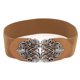 thumbnail image 1 of Banda de cinturón de cincha de cintura elástica con hebilla de metal tejida con nudo Tono marrón-plateado Foral Buckle, 1 of 2