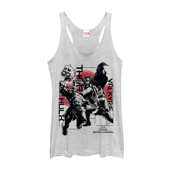 Women's Marvel Thor: Ragnarok Trio Racerback Tank Top White Heather Large