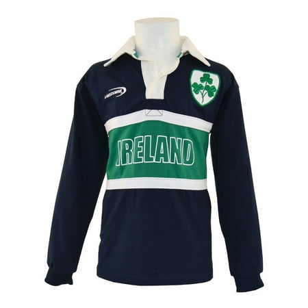 Long Sleeved Solid Rugby - Navy Ireland 3 Shamrock Long Sleeve Kids Rugby Top