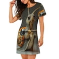 thumbnail image 2 of Fotbe Surreal Weightlifting Snail Bata de Dormir para Mujer con Estampado, Camisón de Algodón de Manga Corta, Ropa de Dormir Casual, 2 of 6