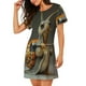 thumbnail image 2 of Easygdp Surreal Weightlifting Snail Camisón de manga corta para mujer, informal, estampado, 2 of 6