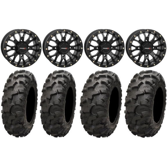 System 3 ST-3 Black 14" Wheels 27" Blackwater Tires Can-Am Commander Maverick Renegade Outlander Defender