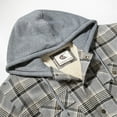 thumbnail image 6 of COEVALS CLUB Men's Hooded Sherpa Lined Flannel Long Sleeve Cotton Plaid Snap Button Up Shirts Quilted Jacket (Gray Plaid/13# Small), 6 of 7