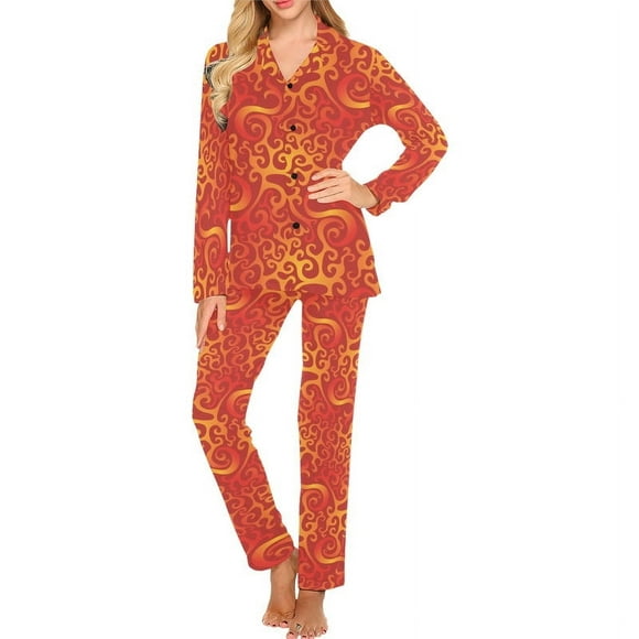 Conjunto de pijama largo para mujer con estampado Flame Fire