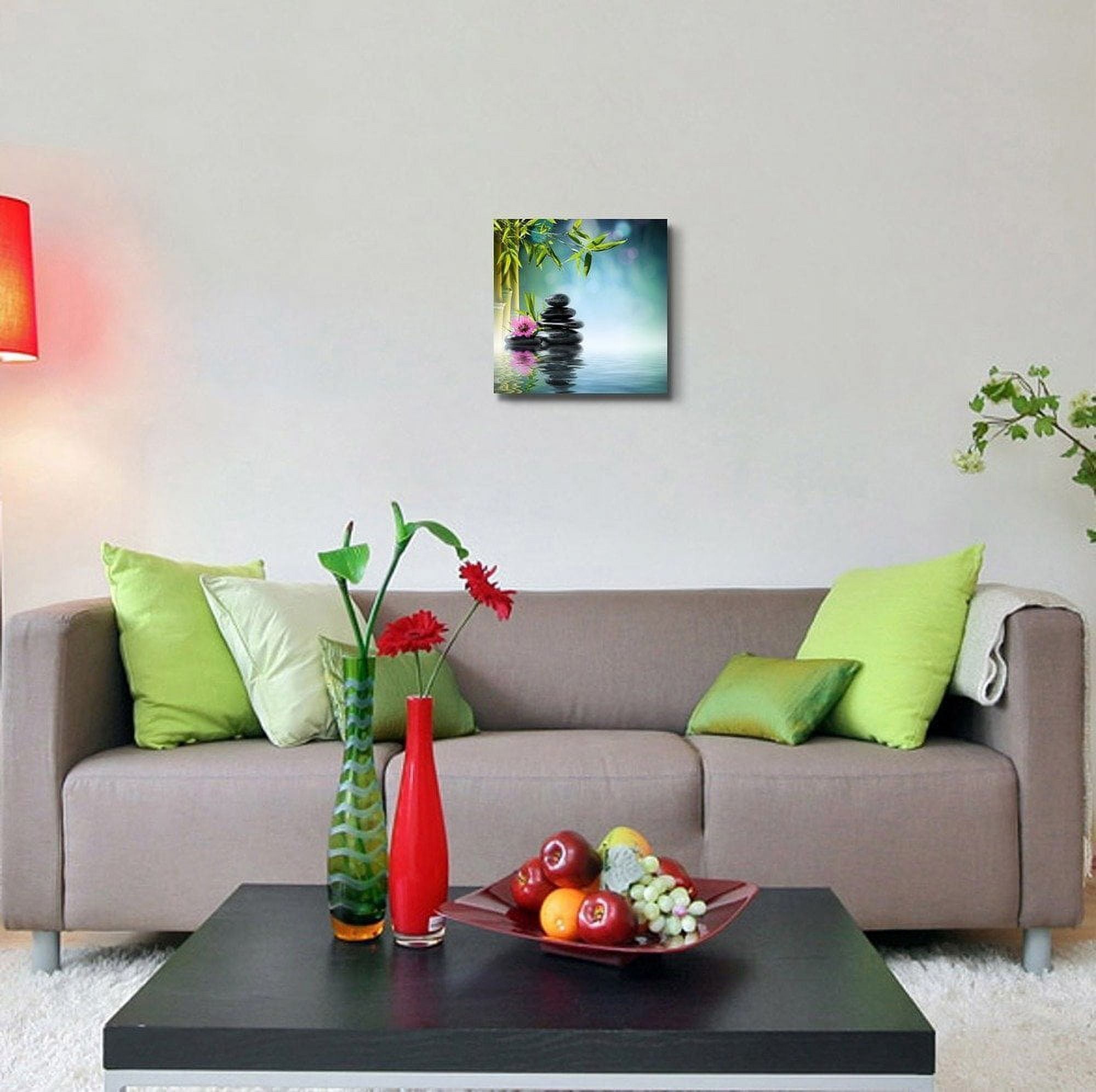 wall26 Canvas Print Wall Art Zen Stone Stack on Water with Lily