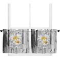 thumbnail image 2 of Flower Tier Curtains 27.5x24inch - 2 Panels Rod Pocket Valance Curtains Half Window Curtain Tiers for Bathroom Kitchen Cabinet Rod Pocket, Daisies in Bottle with Bubbles, 2 of 5