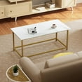 thumbnail image 7 of Modern Coffee Table with Faux Marble Top - Rectangular Living Room Table, 7 of 7