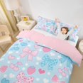 thumbnail image 3 of spefrowx Fruit Love Heart Bow Twin Duvet Cover for Girls, Blue Pink Cherry Strawberry Twin Bedding, Pink Reversible, 2pcs, 1 Duvet Cover and 1 Pillowcase, 3 of 6