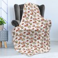 thumbnail image 4 of Sketch Soft Flannel Fleece Throw Blanket, Illustration of Fruits Drawn by Hand Peaches Apples Organic Healthy Food, Cozy Plush for Indoor and Outdoor Use, 50" x 70", Cinnamon and Peach, by Ambesonne, 4 of 5