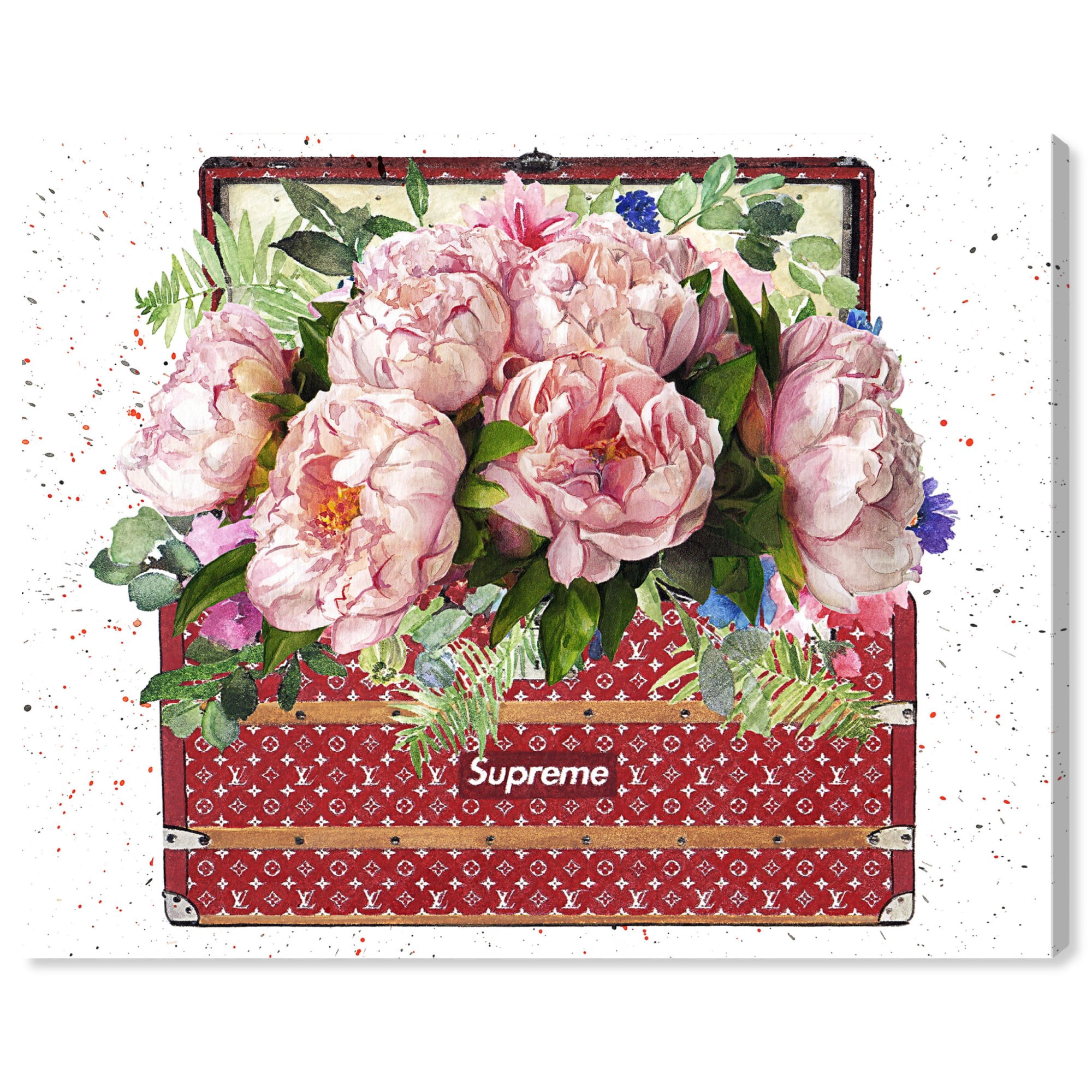 Fashion Peonies Rouge Canvas Flower Glam Farmhouse Wall Art by Art Remedy, Gallery Wrapped, 45" x 36"