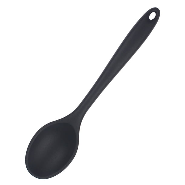 Xiao Hua Cuchara de silicona para cocinar, resistente al calor, diseño higiénico, utensilios de cocina, cuchara mezcladora para hornear (negra)