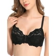 thumbnail image 6 of Deyllo Women's Sheer Lace Mesh Bra, Unlined Full Cup, Black 36C, 6 of 9