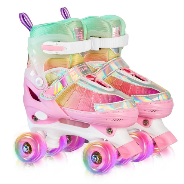 Patines LEVYTEMP Rainbow para niñas y niños de 6 a 12 años, color rosa
