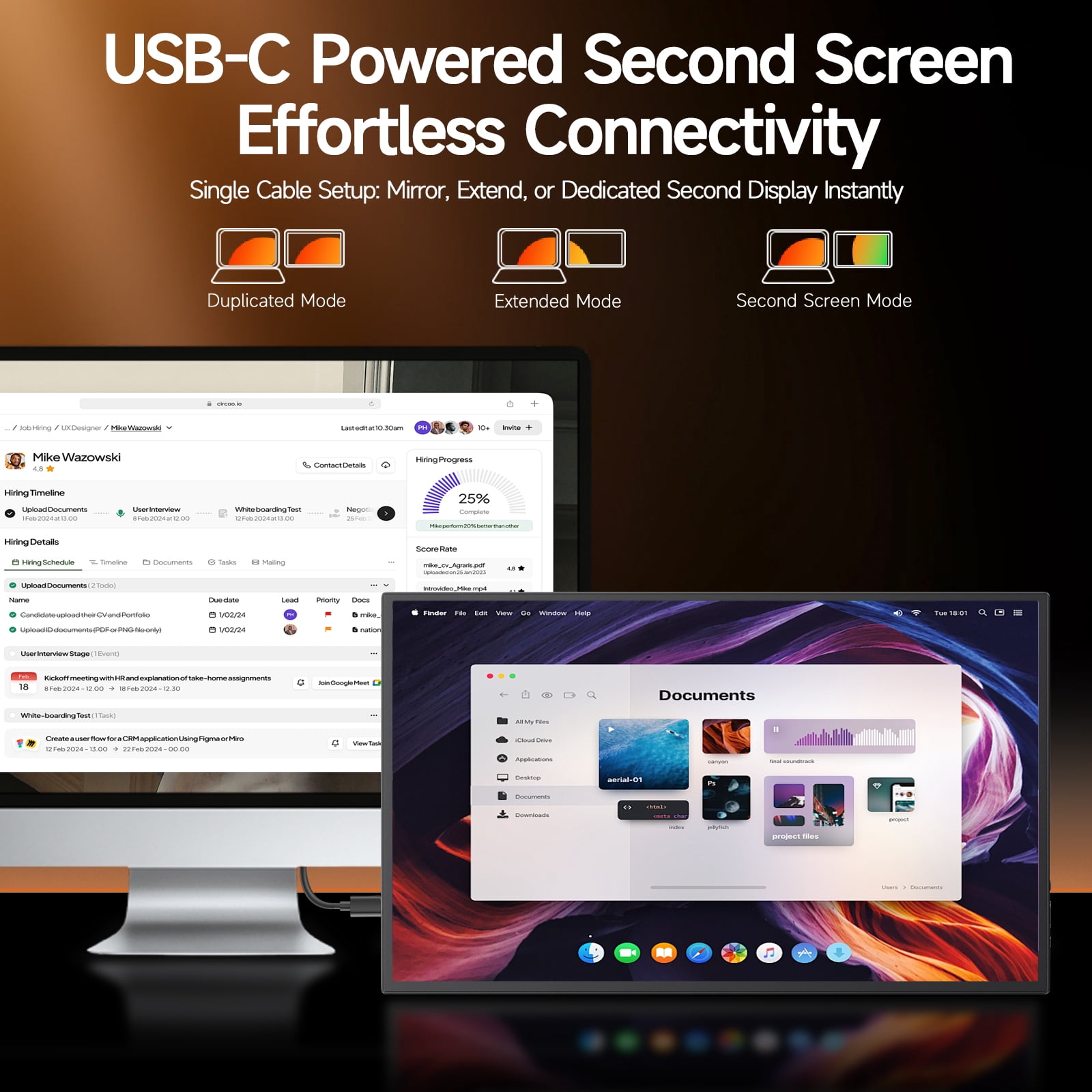 Portable Monitor 15.6 Inch 1080P FHD USB-C HDMI Ultra-Slim Travel Monitor with Kickstand & Speakers, IPS Gaming Display Screen Extender for Laptop PC Mac Phone PS Xbox Switch