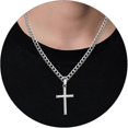 thumbnail image 1 of 925 Sterling Silver Cross Pendant Necklace for Men Women - Stainless Steel, 1 of 4
