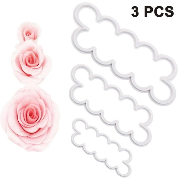 3Pcs Rose Cutter Fondant Flower Cookie Cutter Cake Mold Baking Cake