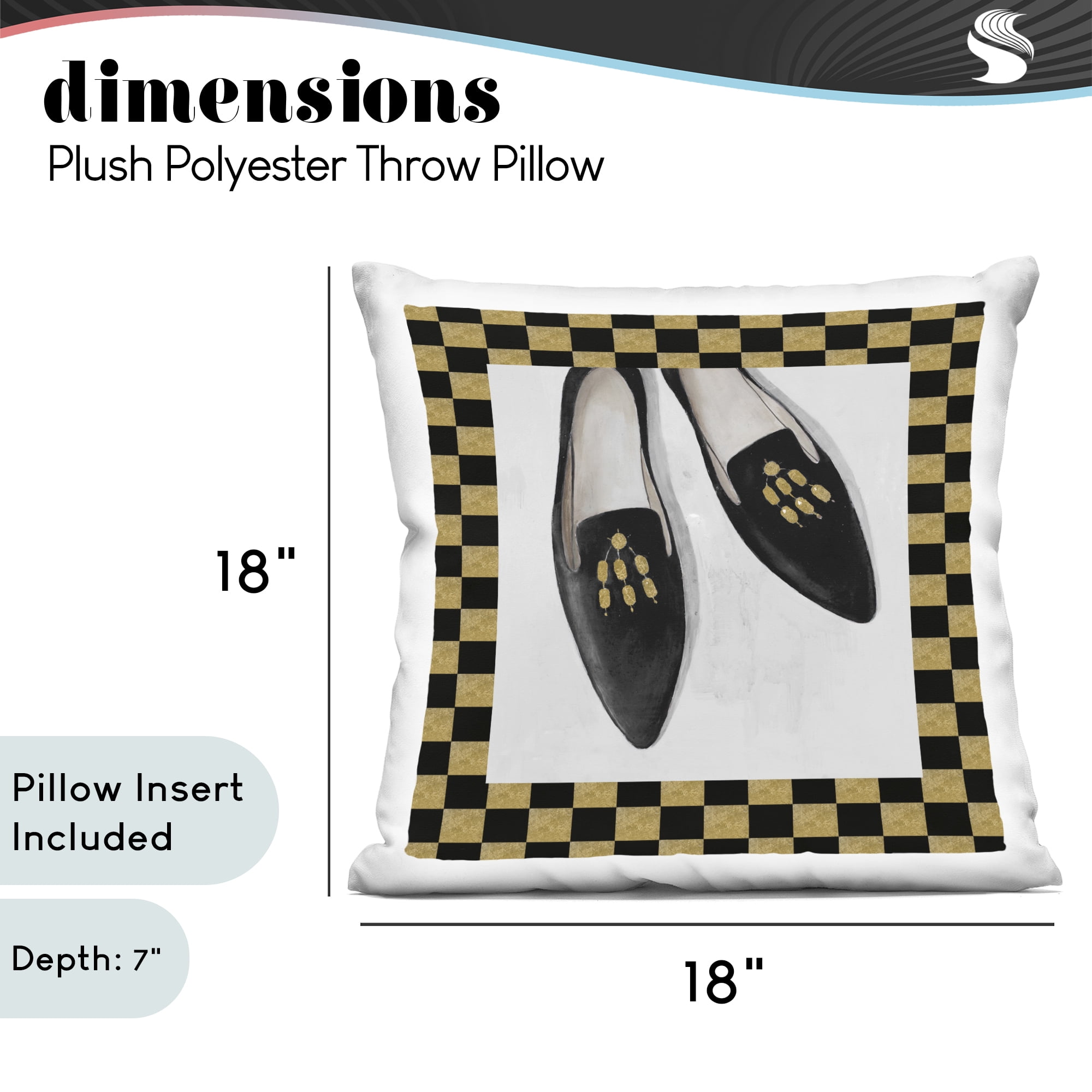 Stupell Industries Glam Black Flats Decorative Printed Throw Pillow, design by Lorenzo Collective