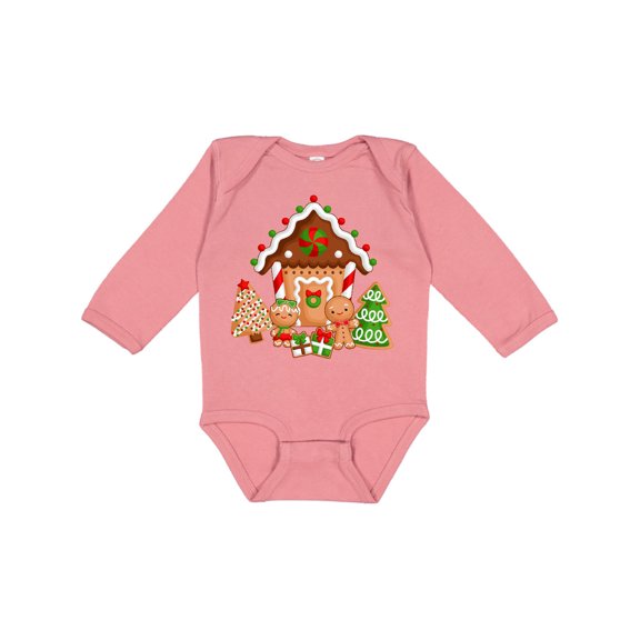 Inktastic Gingerbread House Christmas Boys or Girls Long Sleeve Baby Bodysuit