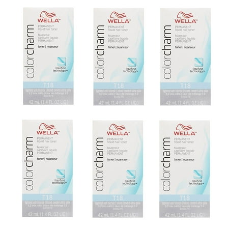 WELLA COLOR CHARM Permanent Liquid LIGHTEST ASH BLONDE Toner HC-T18 (6 Pack)