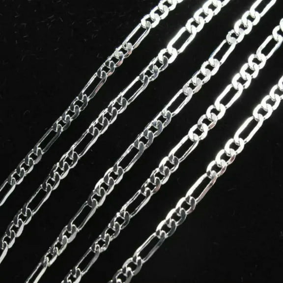 K-KED Bulk 925 Silver Figaro Link Chain Necklace Pendant Delicate Jewelry findings 2MM 16"-30"-20"-5pcs