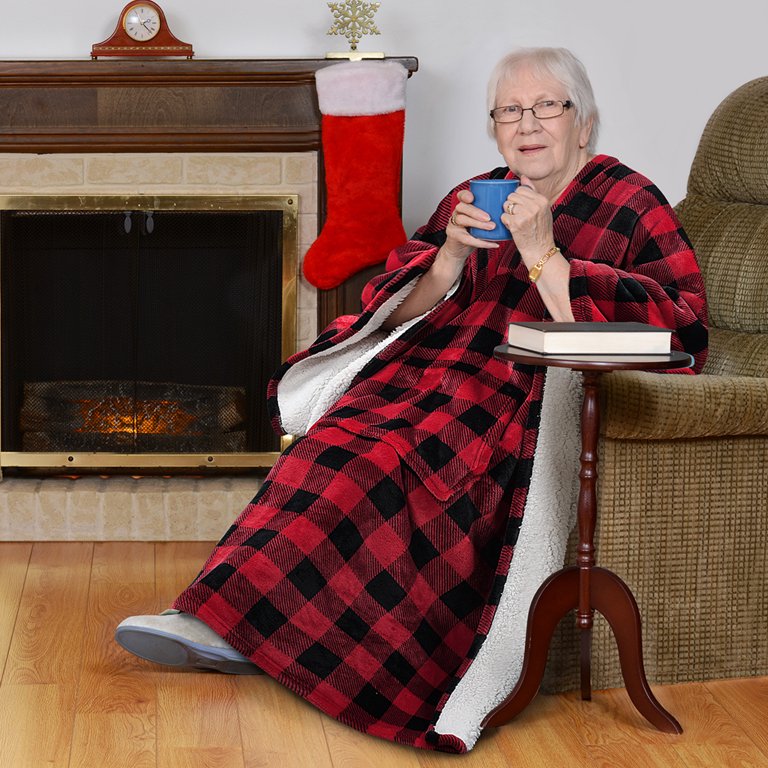 Catalonia Sherpa Wearable Blanket Poncho for Adult Women Men, Wrap Blanket  Cape with Pocket, Warm, Soft, Cozy, Snuggly, Comfort Gift, No Sleeves,  Plaid Buffalo Christmas - Walmart.com