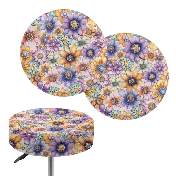 HUIACONG Stretch Bar Stool Saddle Padded Seat Covers for Kitchen Bathroom, Soft Fabric Waterproof Round Bar Stool Cushion Padded Cover with Dustproof
