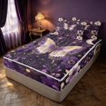 thumbnail image 3 of Homewish Girls Butterfly Zipper Queen Comforter Set with Fitted Sheet and 2 Pillowcases, Chic Floral Leaf Zipper Bedding Set, Black Reversible, 3 of 7