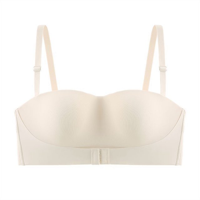 Afdoent Bras For Women Ladies Comfortable Strapless Gathering Non Wrapping Chest Glare Bra Beautiful Back Front Button And Traceless Bra Comfortable