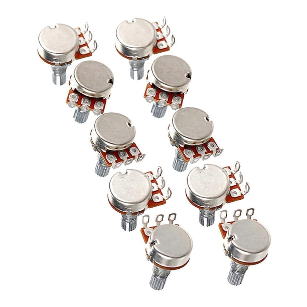 Pack of 10 Metal Taper A500K Split Shaft Potentiometer Solder Lug Connections Guitar Bass Tone Control Upgrading Set