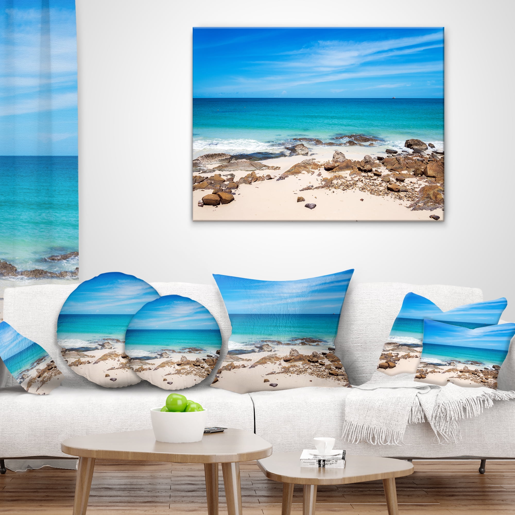 Designart Beach at Samed Island Thailand - Seashore Photo Throw Pillow - 12x20